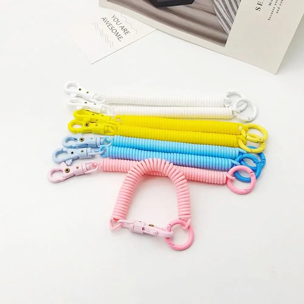 Luggage Tags Key Chain Holder Stretchy Coil Anti-lost Lobster Clasp Rope Bracelet Spring Spring Keychain Key Hooks Keyring