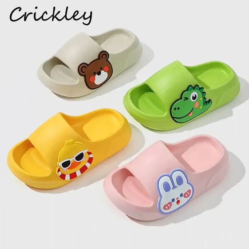 

Cartoon Animals Children Slippers Dinosaur Duck Cat Bear Boys Girls Beach Shoes Summer EVA Waterproof Kids Indoor Slippers