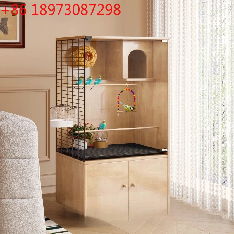 

Клетка для попугаев, вилла из цельного дерева, большое пространство, стеклянная прозрачная клетка для разведения