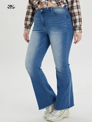 Plus Size Jeans donna Curvy svasati elasticizzati a figura intera donna donna vita alta Boot Cut Jeans donna 175 Cms pantaloni alti in Denim