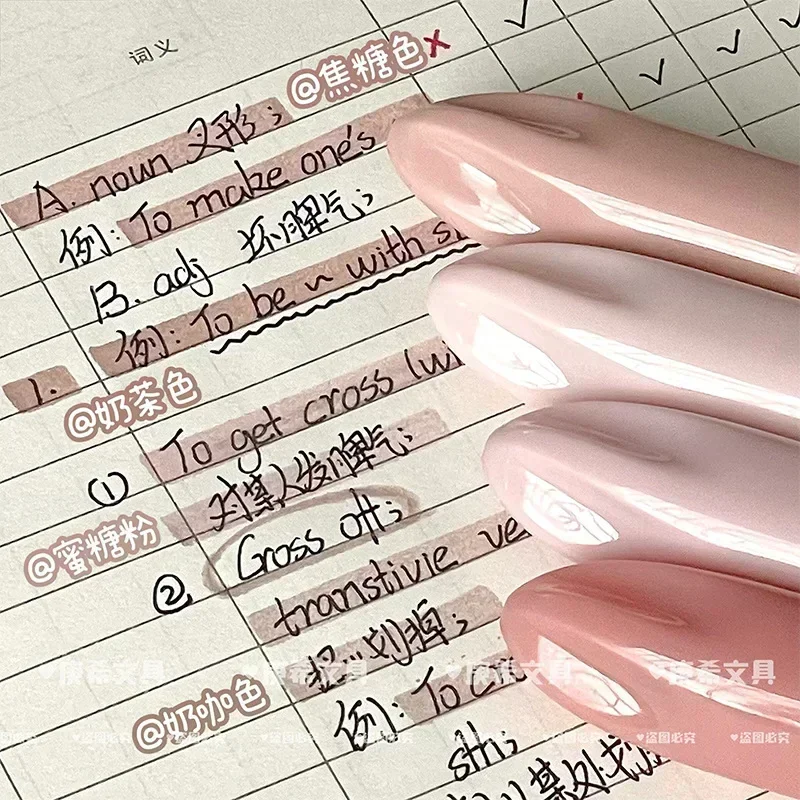 4 buah/set pena Scrapbook indah pena penanda Highlighter kata kunci alat tulis mode spidol warna gradien simpel