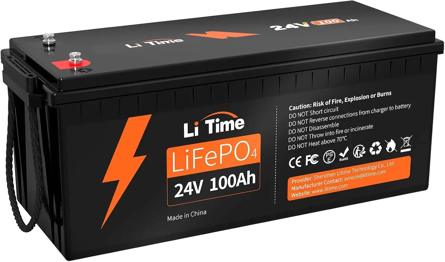 24V 100Ah LiFePO4 Lithium Battery Built-in 100A BMS 4000+ Cycles Rechargeable Battery Max. 2560W Load Power