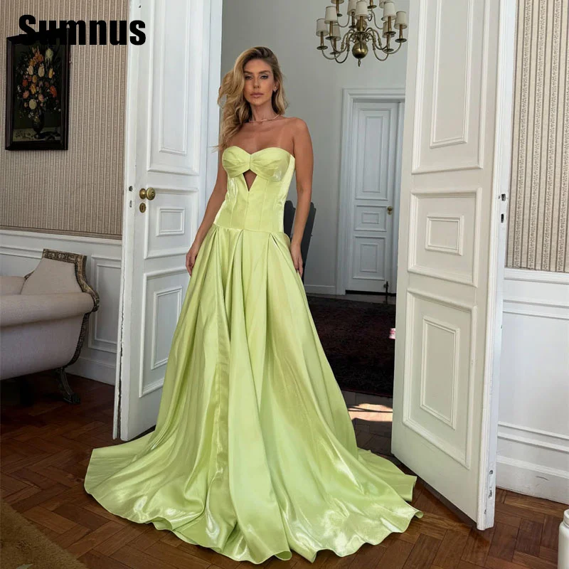 

Sumnus Charming A-Line Green Formal Occasion Gowns Sweetheart Draped Floor-Length Evening Dress فساتين سهرة Customized