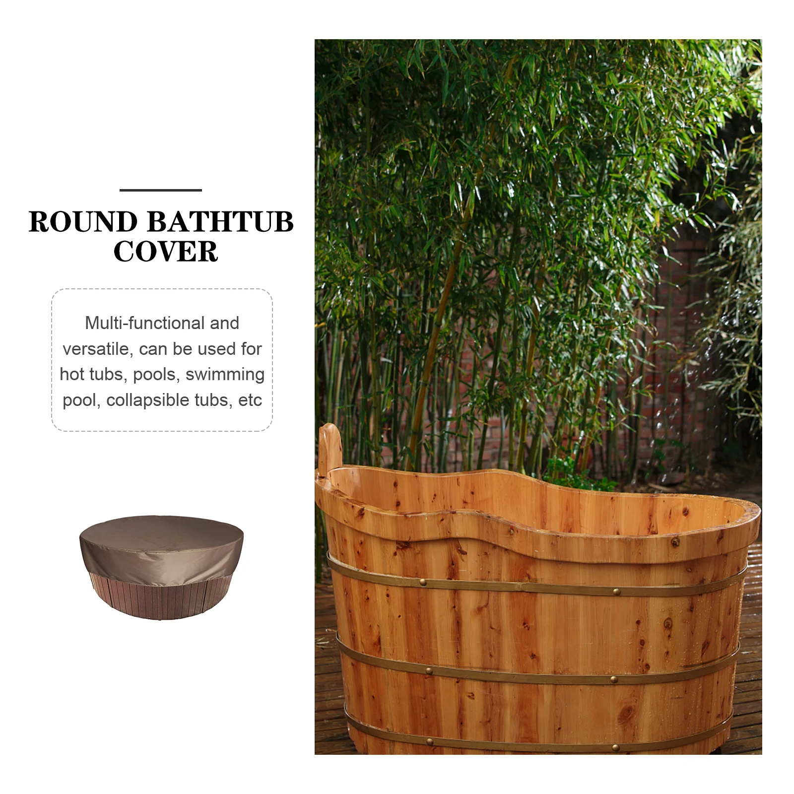 

1Pcs Bathtub Cover Round Waterproof Hot Tub Protector Outdoor Pool Shade for Garden Spa Weatherproof Cover with Silver Coating