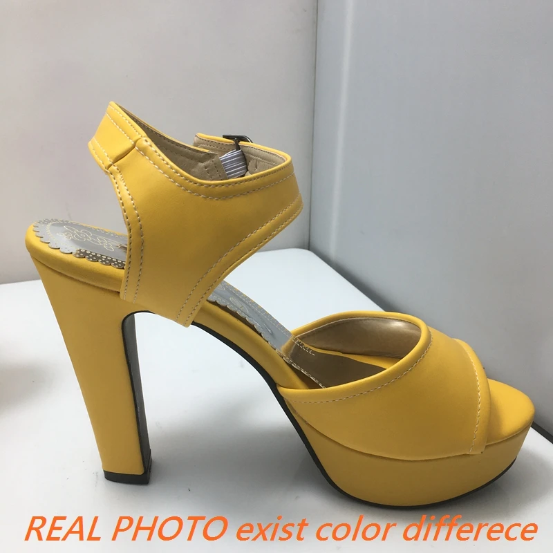 ASILETO Brand Women Sandals Peep Toe Chunky Heel 12cm Platform 3cm Buckle Strap Dating Female Shoes Plus Size 48 49 50