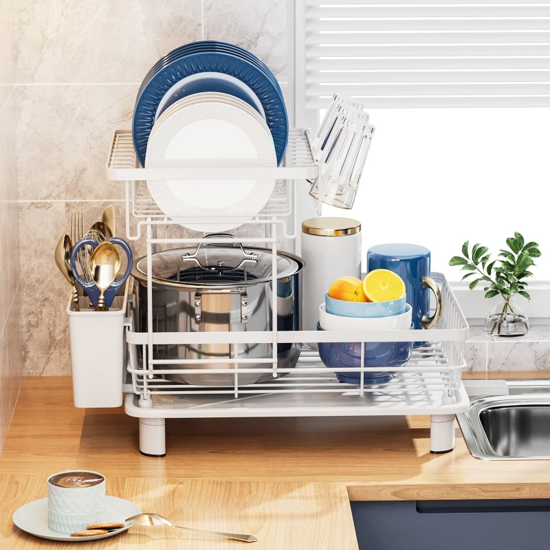 

Kitchen Drain Dish Shelf Household Bowls, Chopsticks, Knives and Forks Storage Rack Cup Rack Countertop Drying Dish Shelf Drain