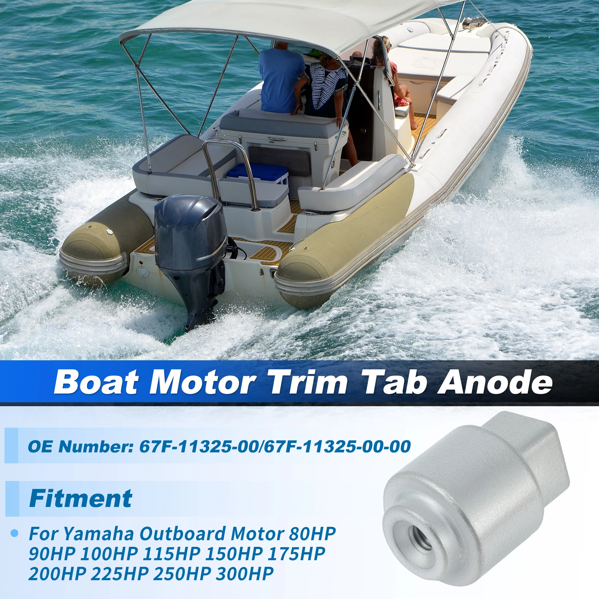 

UXCELL Zinc Trim Tab Anode For Yamaha Outboard Motor 80HP-300HP, 67F-11325-00-00