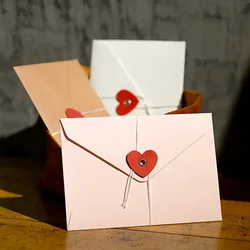 5pcs Solid Love Flower Envelopes 200gsm Paper Envelopes with String Buttons DIY Wedding Party Invitation Cards Cover Gift Wrap