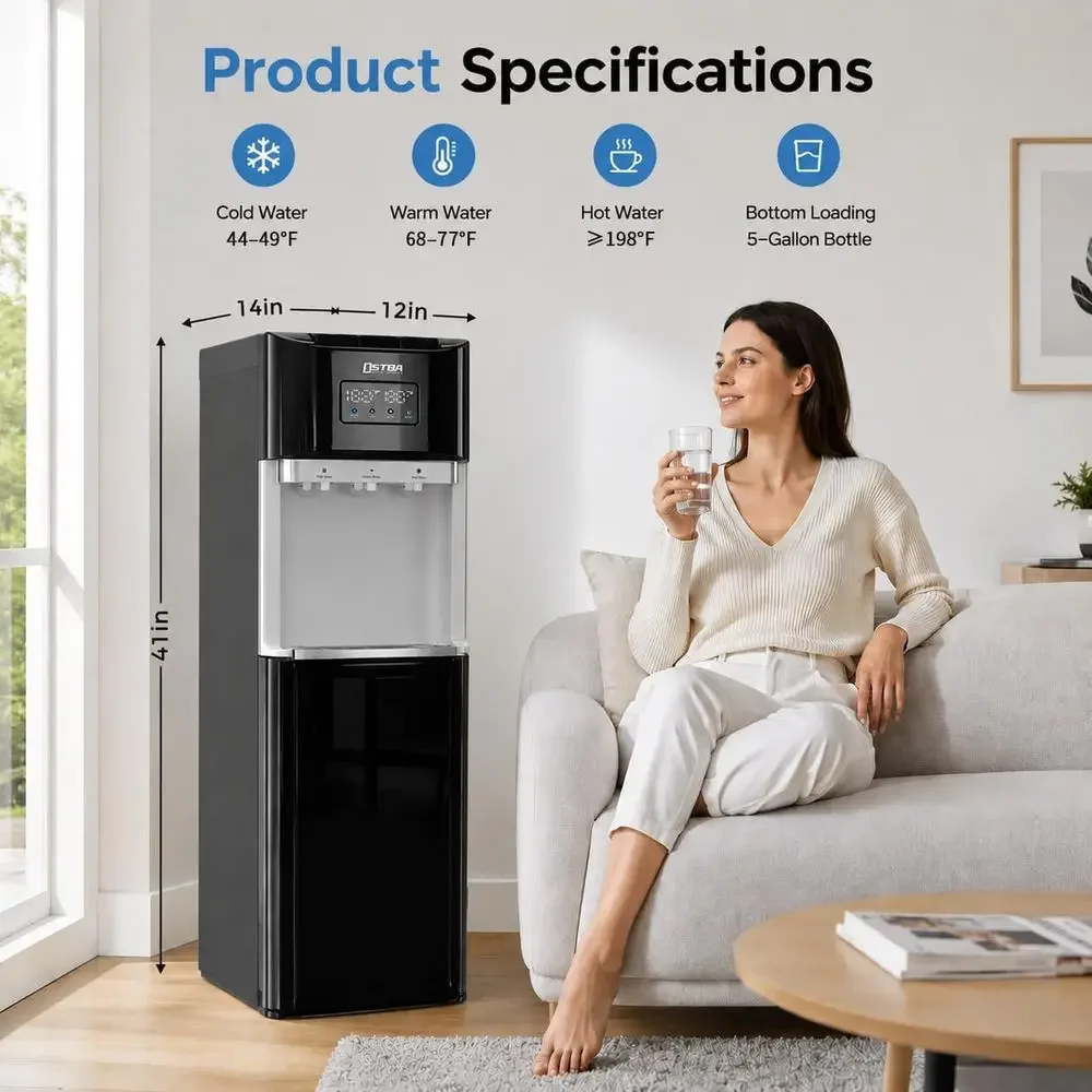 Stainless Steel Water Dispenser with Hot, Cold & Room Temp Options, LED Display, Child Safety Lock for Home & Office Use view 2