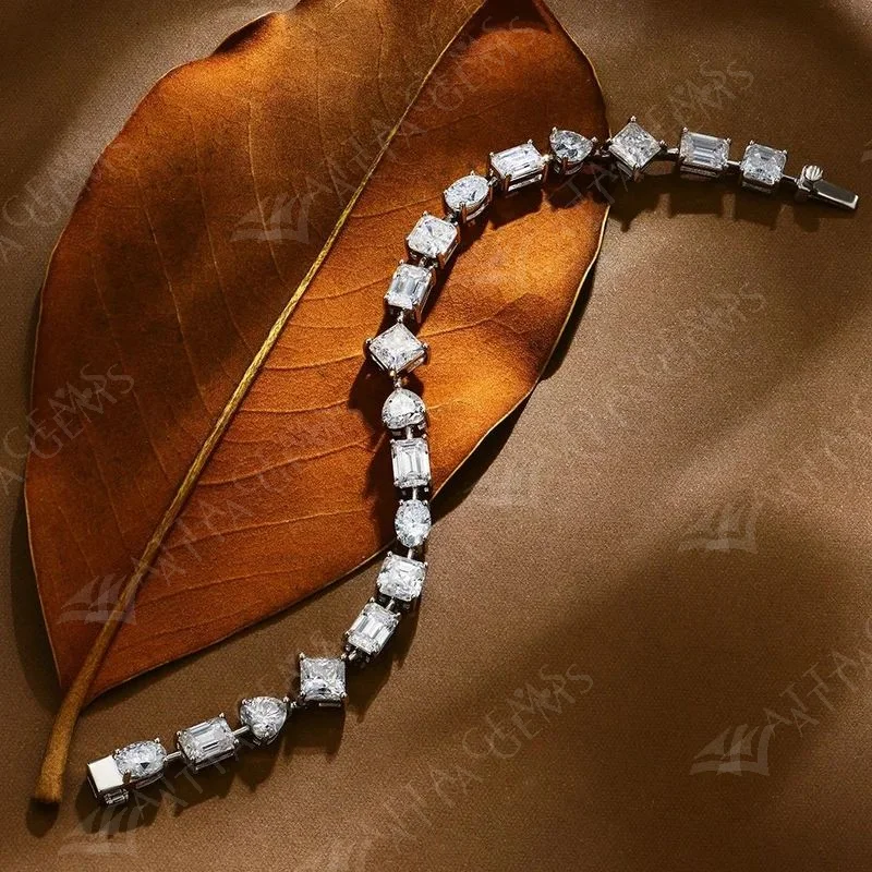 ATTAGEMS D Color All Moissanite Bracelet for Women Men 100% 925 Sterling Silver Diamong Wedding Bridal Luxury Hand Jewelry Gift