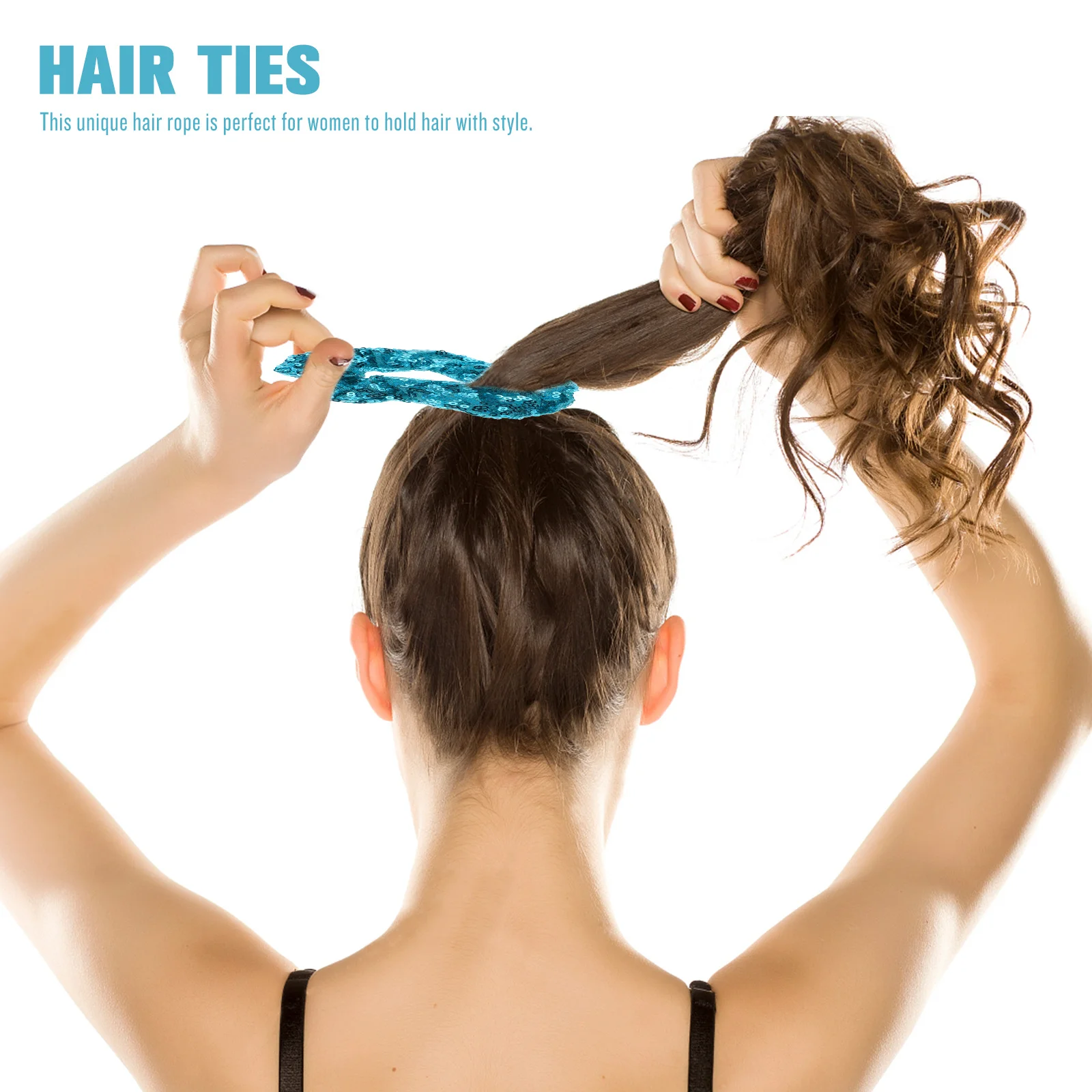 

5pcs Sequins Ties Colorful Elastic Rings Fashion Ponytail Holders Fluorescent Hair Accessories For Women Hair Styling Tools