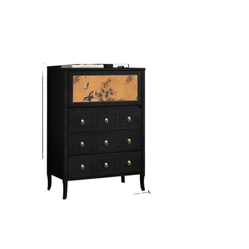 

French retro solid wood chest, small household upturn door storage cabinet