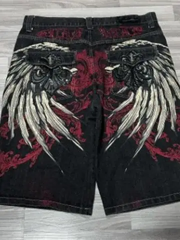 

Мужские ор джинсы с принтом Gothic k Sle, широкие брюки в стиле Харадзюку с пятью точками, летние повседневные брюки в стиле хип-хоп