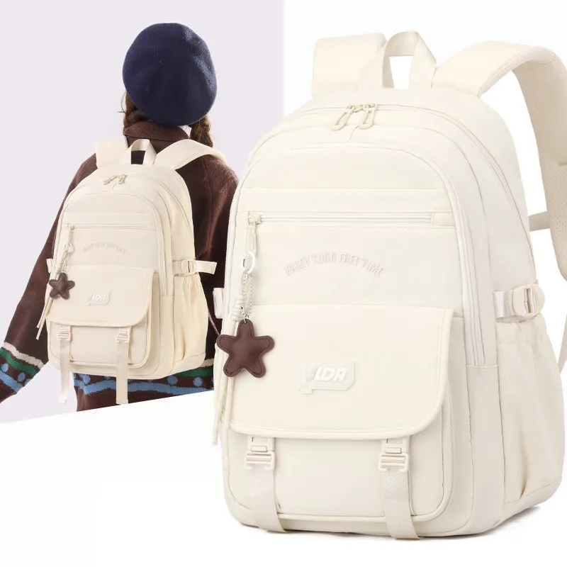Middle School Student School Bag Young Girl Cute Backpack Solid Casual Daypack Large Durable Book Bag Waterproof Travel Rucksack