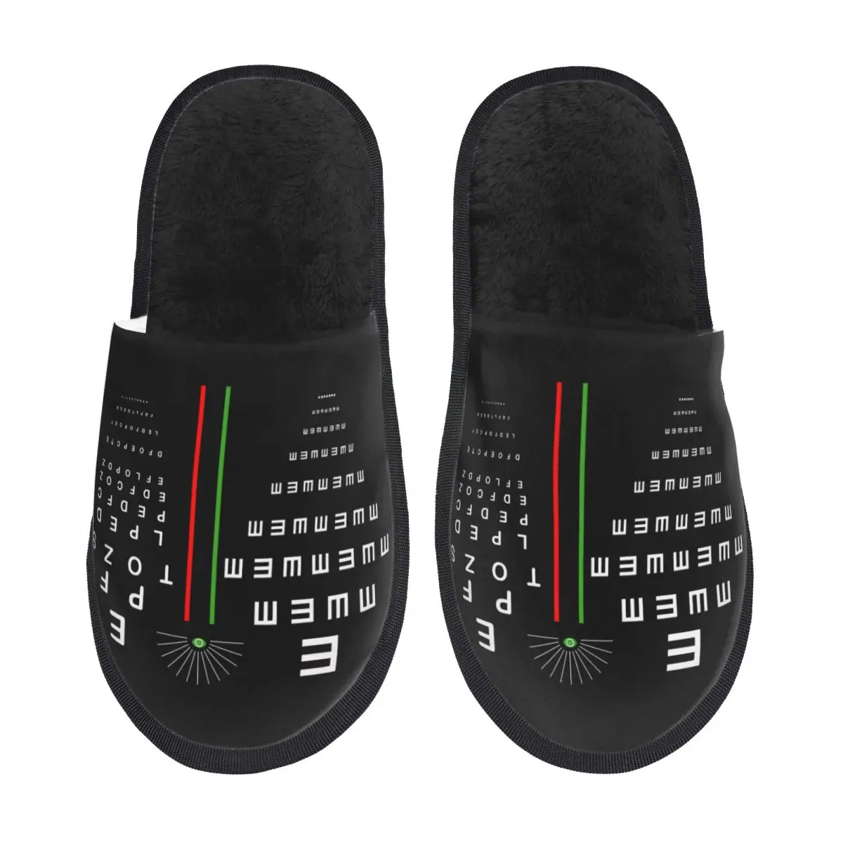 Custom Snellen Eye Chart Soft Memory Foam House Slippers Women Comfy Warm Anti-Skid Slipper