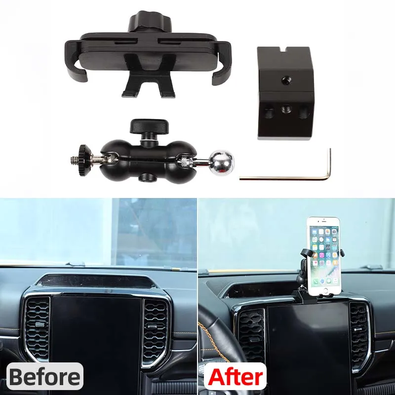 

1piece set ABS black For Ford Ranger 2023+ Car mobile phone holder above car navigation screen interior modification accessories