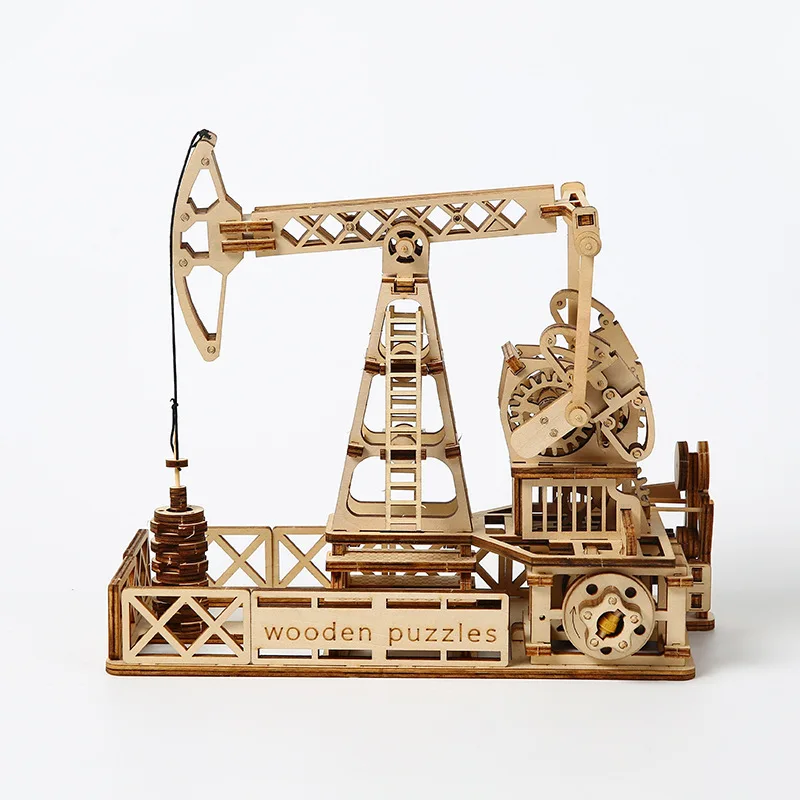

OUZEY 3D Wooden Oil Pump Model - DIY Mechanical Engineering Kit, Nodding Donkey Assembly Project for Adults & Teens 14+