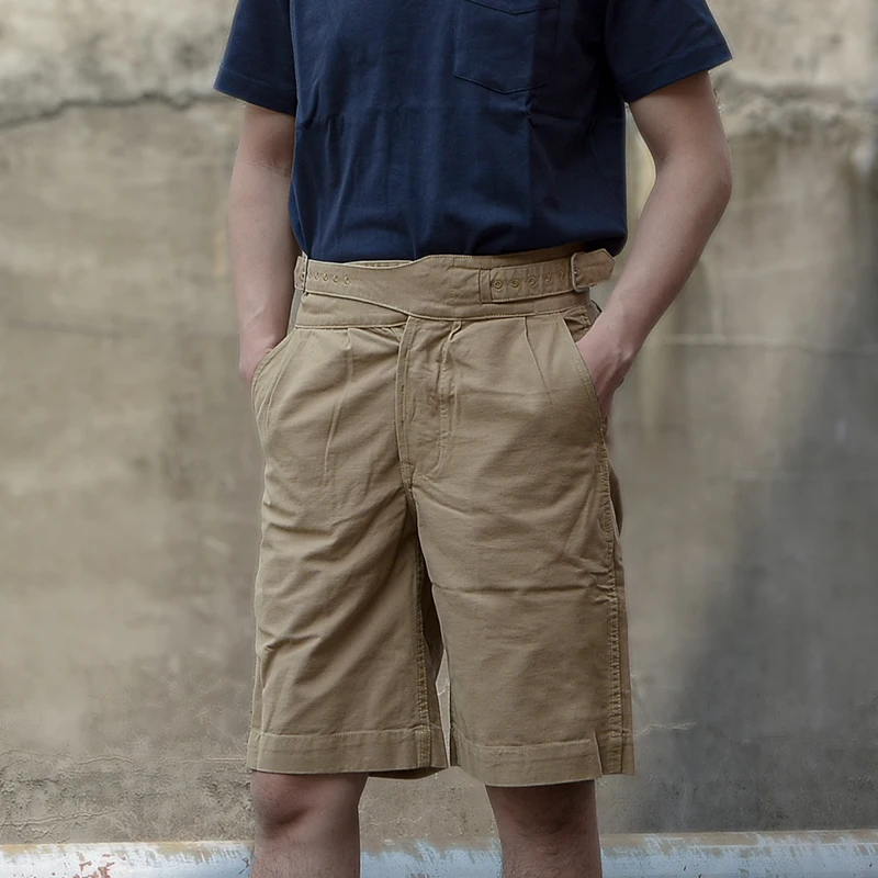 

Мужские повседневные рабочие брюки с высокой талией, шорты-бермуды, хаки, хлопковые, прямого кроя, в стиле ретро, для молодежи, придающие энергичный вид