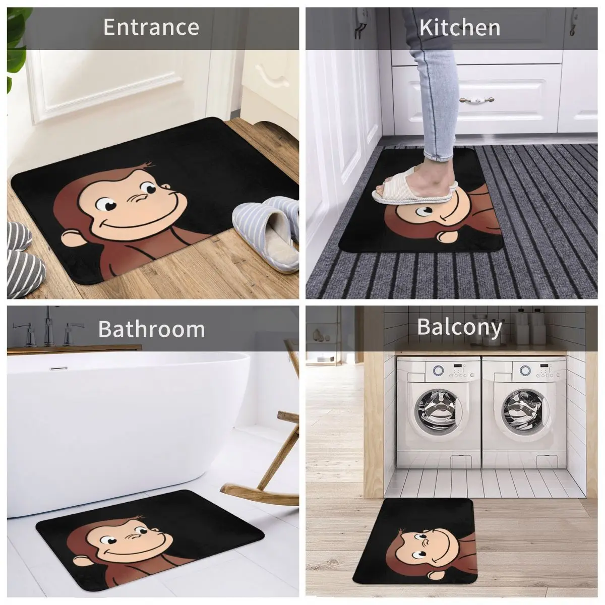 Curious George Cute Doormat Bathroom Rectangle Soft Carpet Entrance Home Living Room Brown Monkey Anti-slip Floor Rug Door Mat