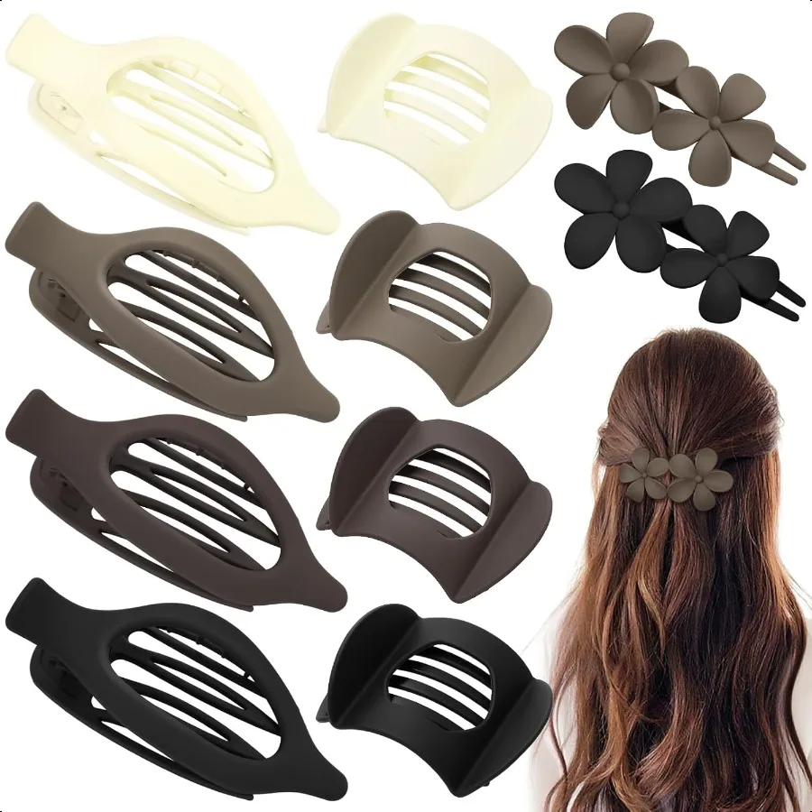 

10 Pcs Flat Hair Clips for Women 3 Styles French Flat Claw Clips for Thin Thick Hair Medium Duckbill No Slip Hair Accories Barr