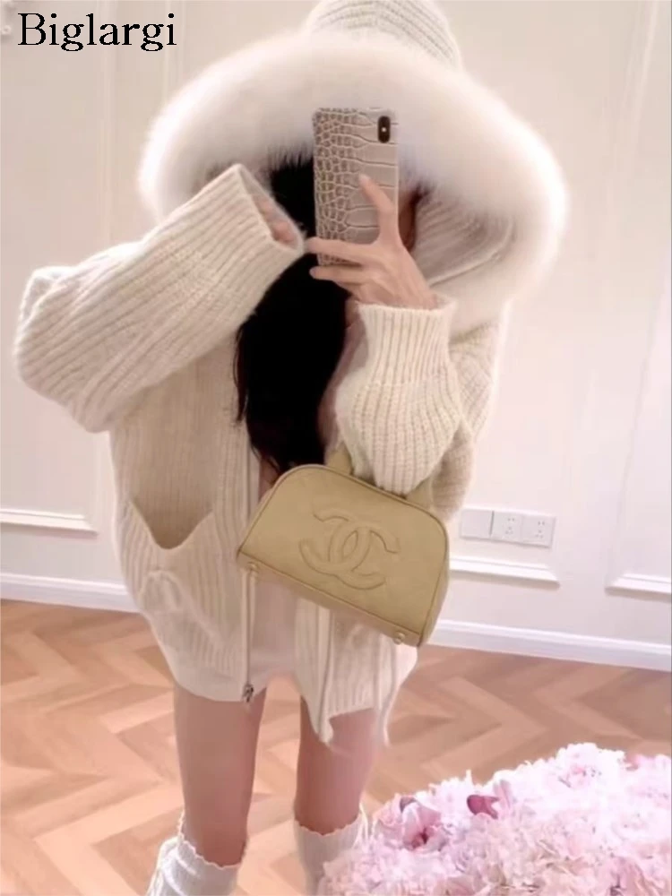 

Вязаный осенне-зимний кардиган с капюшоном, женский пушистый лоскутный милый модный женский кардиган, свободный женский свитер в корейском стиле, пальто