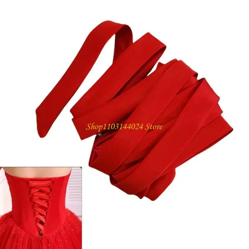N5KE Wedding Dress Corset Back Kits Tie Satined Ribbon Tie Tie 110Inch for Evening Gown