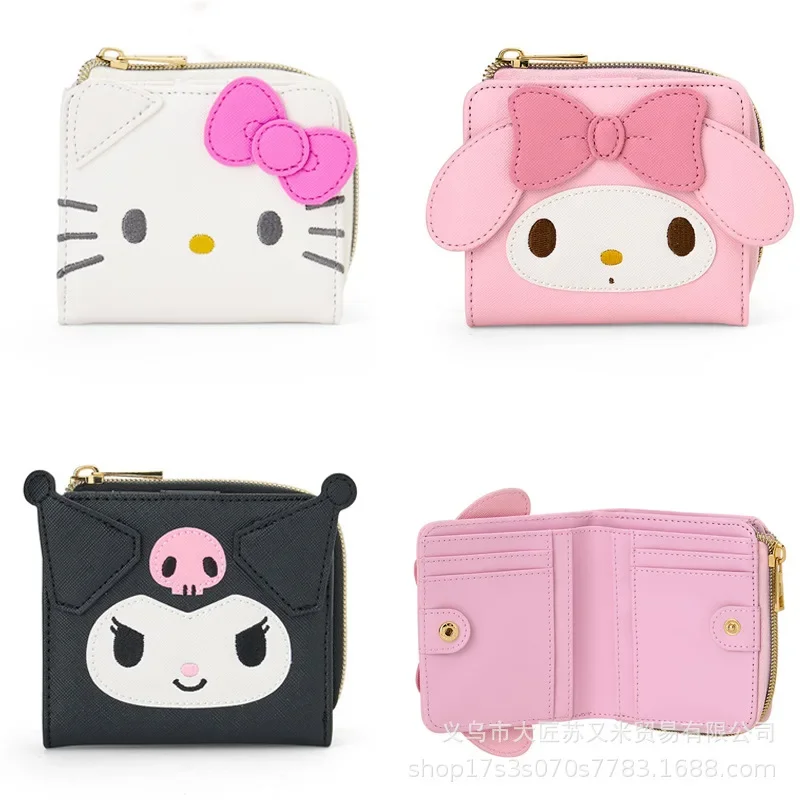 PU Kuromi Hello Kittys Coin Purse Cinnamoroll My Melody Short Style Girl Student Cute Bags for Woman Kawaii Cartoon