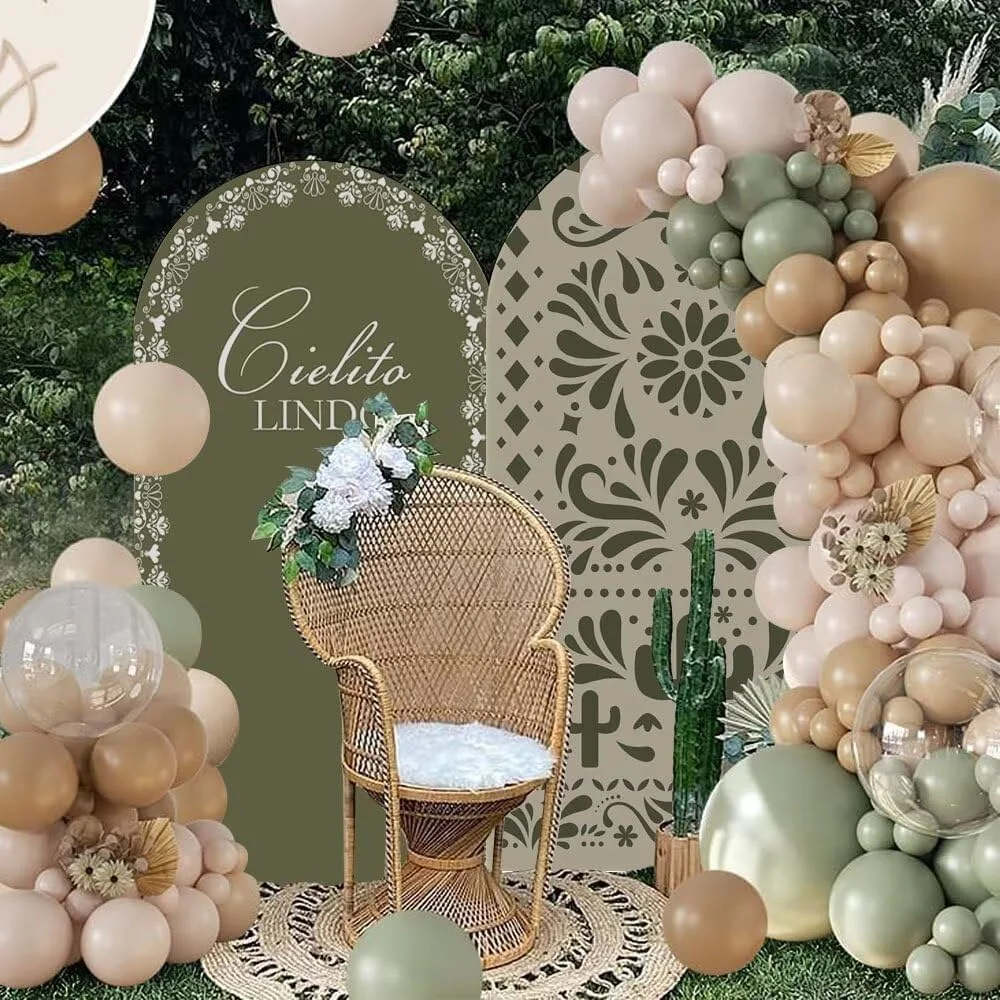 Mehofond Custom 2-Sided Sage Green Mexican Cielito Lindo Birthday Baby Shower Wedding Cover Chiara Arch Background Decor Backdro view 3