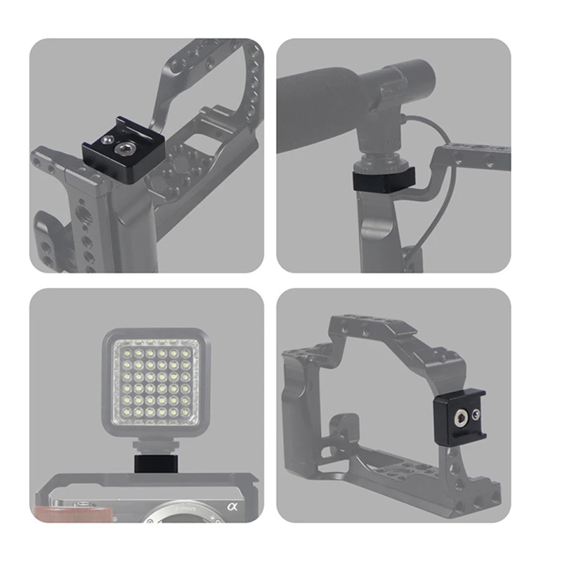 Adaptador Hot-Shoe para DSLR Camera, 360 Graus Rotativo, Camera Rig, Mic, Monitor, Flash Light, Cold Shoe Mount, Segurança, 1/4 "parafuso