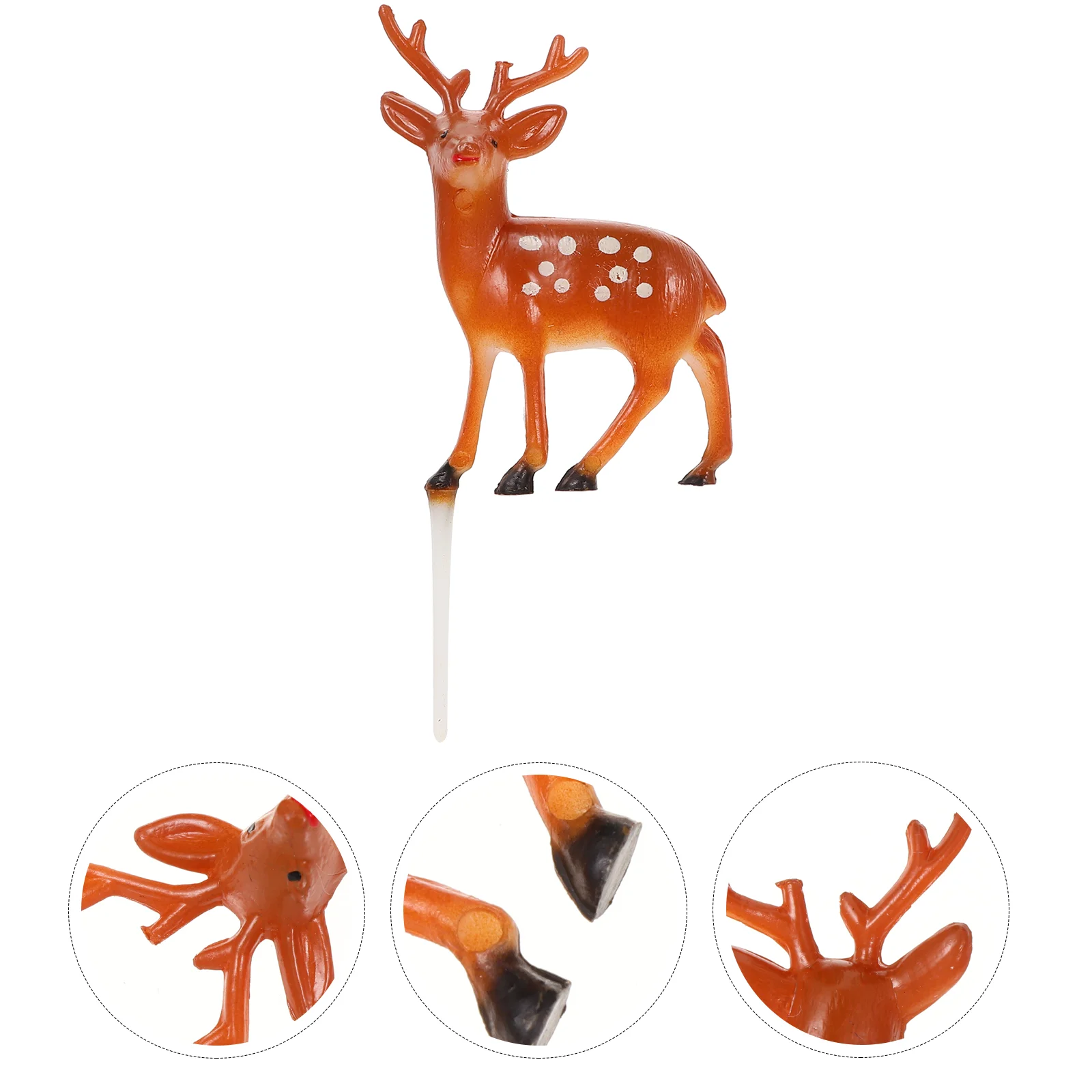 

10 Pcs Sika Deer Cake Insert Decor Cat Decorating Toppers Picks Christmas for Plastic Dessert