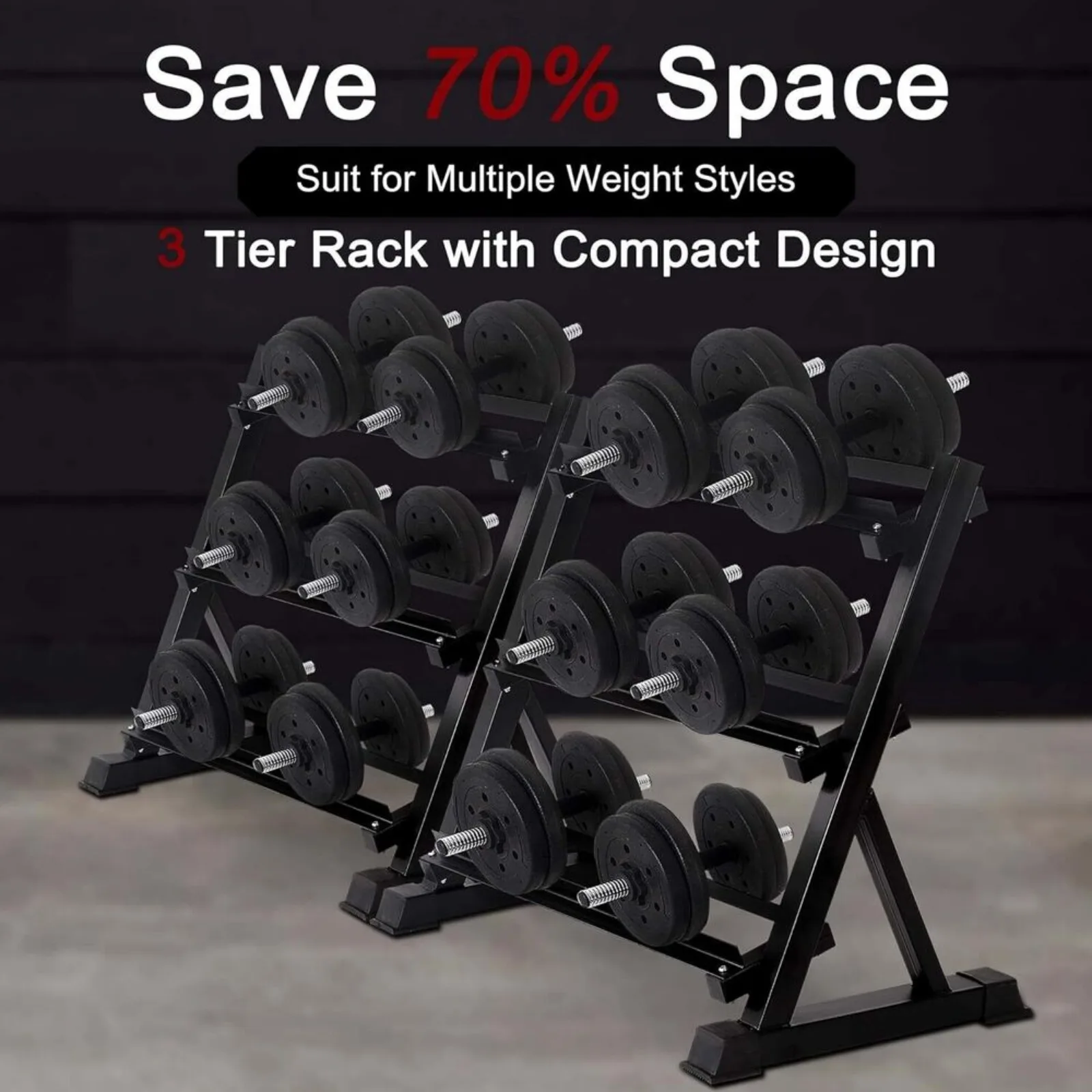 Dumbbell Rack 3 Tier Solid Steel Weight Rack Holder 1000lbs Capacity Quick Rack United States