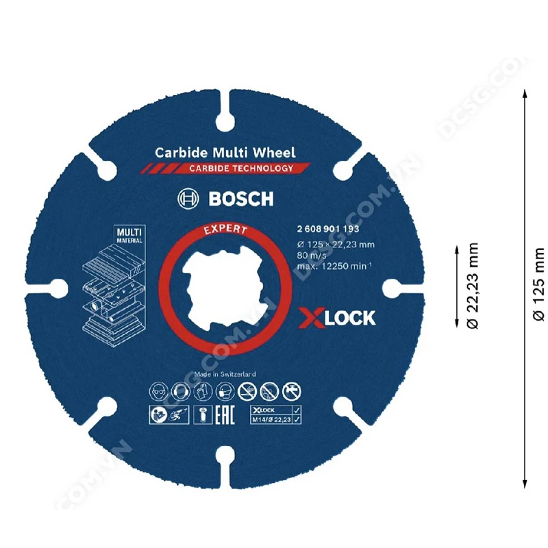 Bosch 2608901193 EXPERT Carbide Multi Wheel X-LOCK Cutiing Discs 125mm Wood Plastic Pipe Fiberglass Angle Grinder Cutting Blade