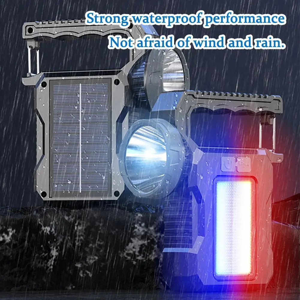 Rechargeable Portable LED COB Flashlight Handheld Work Light Flood Searchlight Red Blue Emergency Light Outdoor Camping