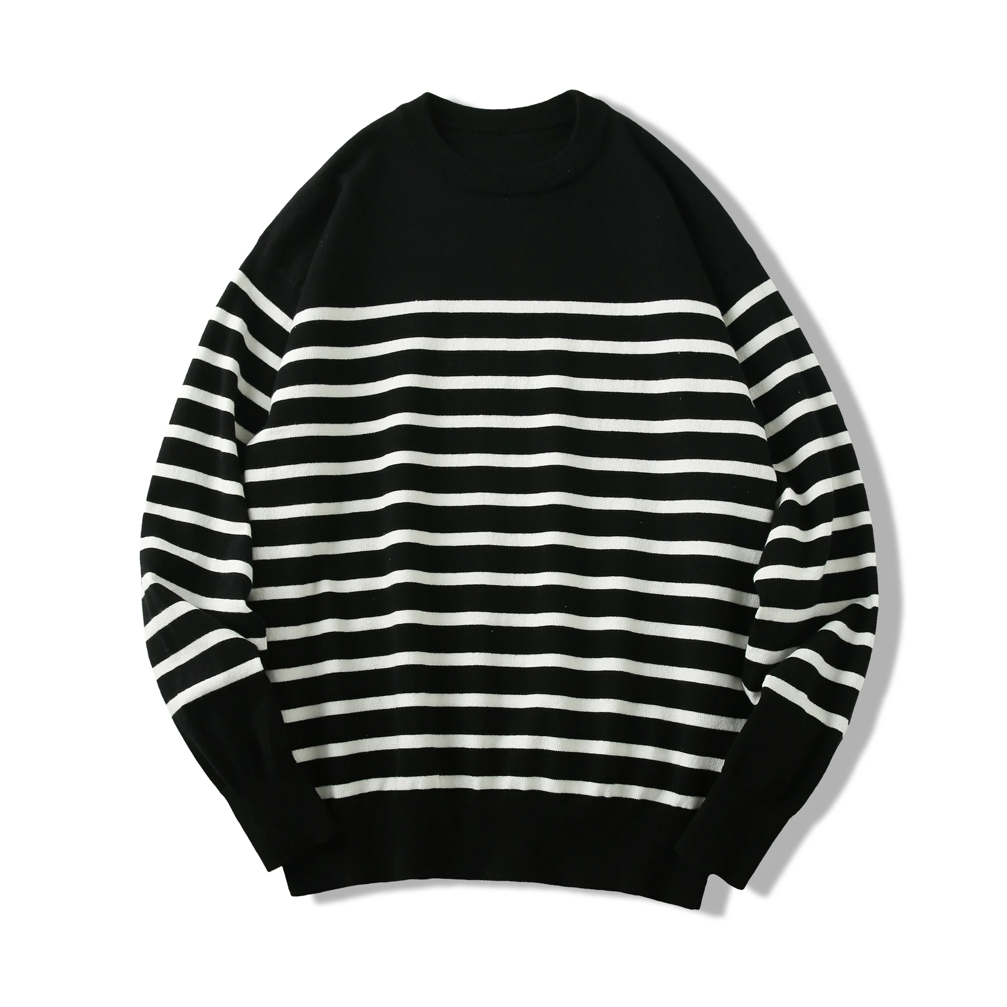 

Knitted Crew Ne Sweatirt Men's Comfortable Cotton Base Layer Sweater Autumn Winter Faion Artistic Striped Sle