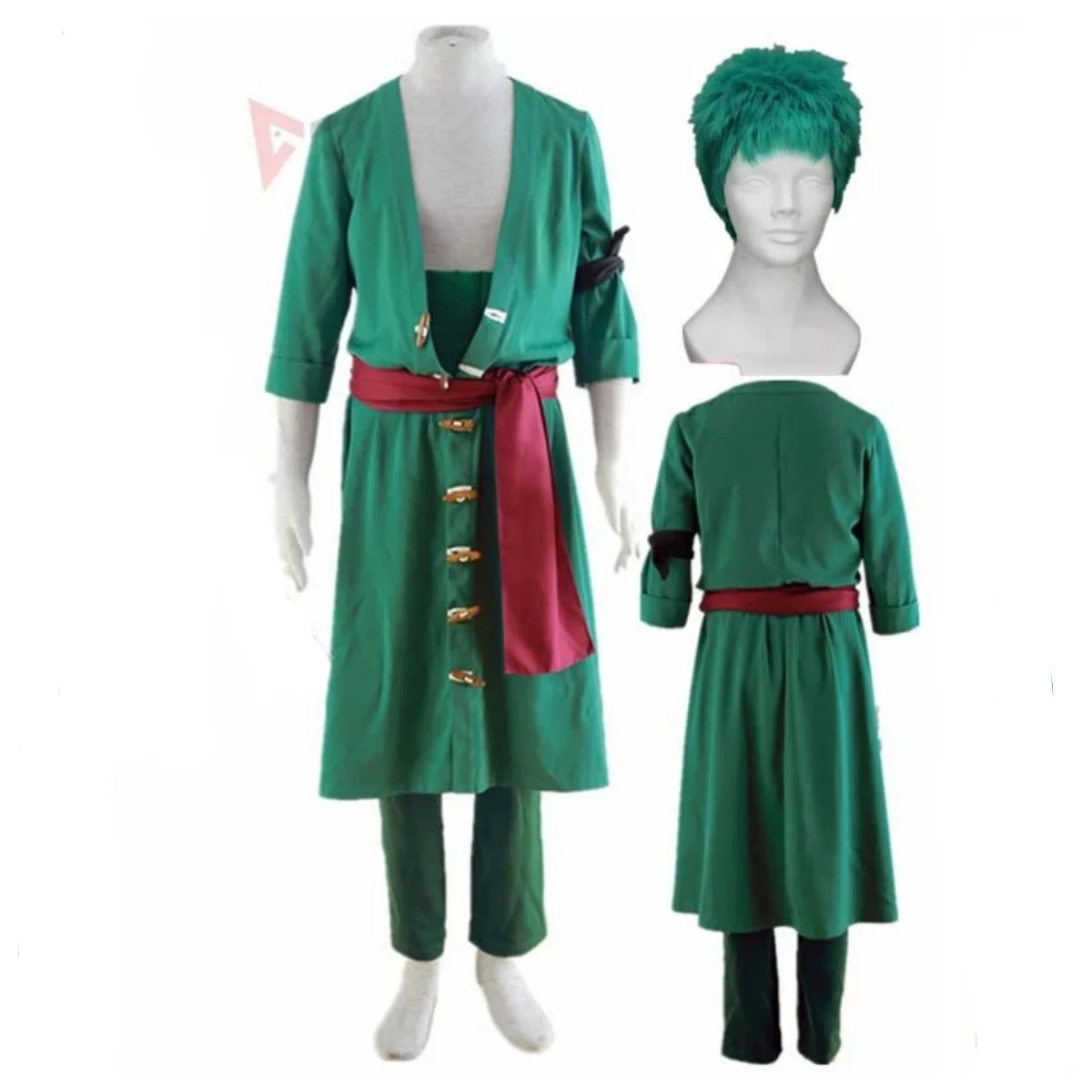 

Anime Cosplay Roronoa Zoro Green Coat Pants Tops Belt Wig Carnival Cosplay Costume For Game Party Custom Made