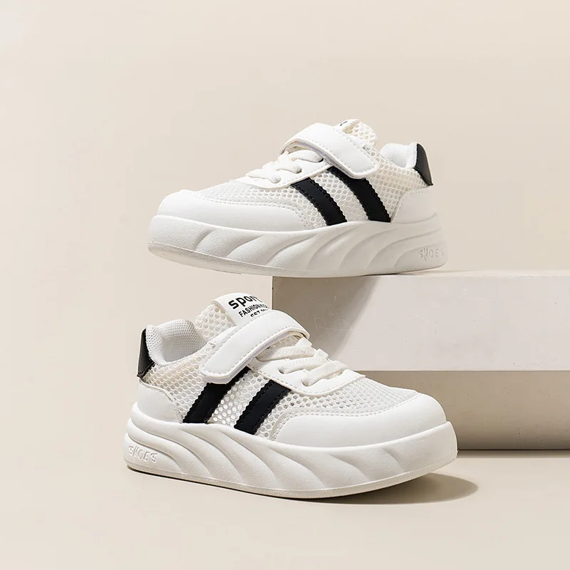 

Children's Little White Shoes 2025 New Spring/Summer Campus Hollow Mesh Middle Large Children's Casual Shoe Boys Board sneakers