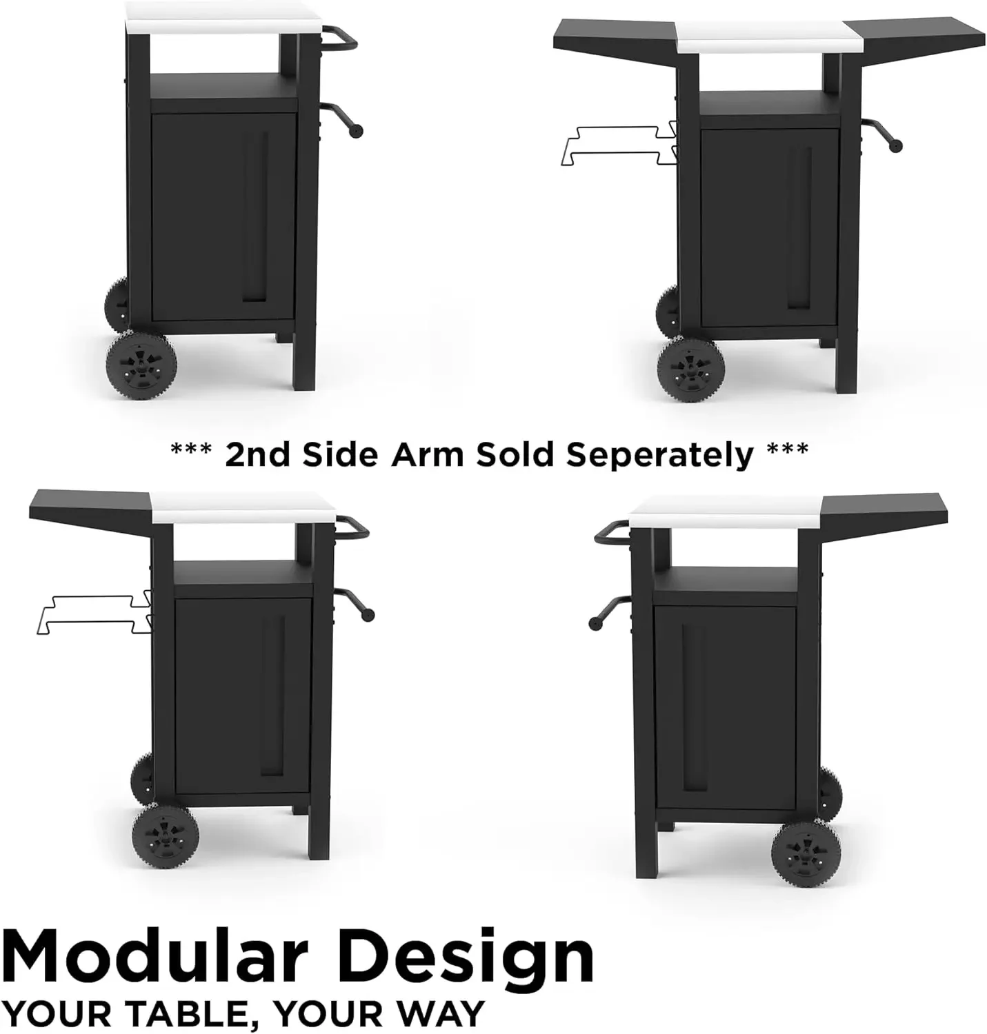 Cart Outdoor with Storage, Modular BBQ Cart, Bar Patio Kitchen Island Prep Stand Cabinet