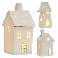 Ceramic Christmas Village Retro LED Lighted Christmas Tree Cottage  Desktop Home Ornaments Christmas Lamp Room Decor