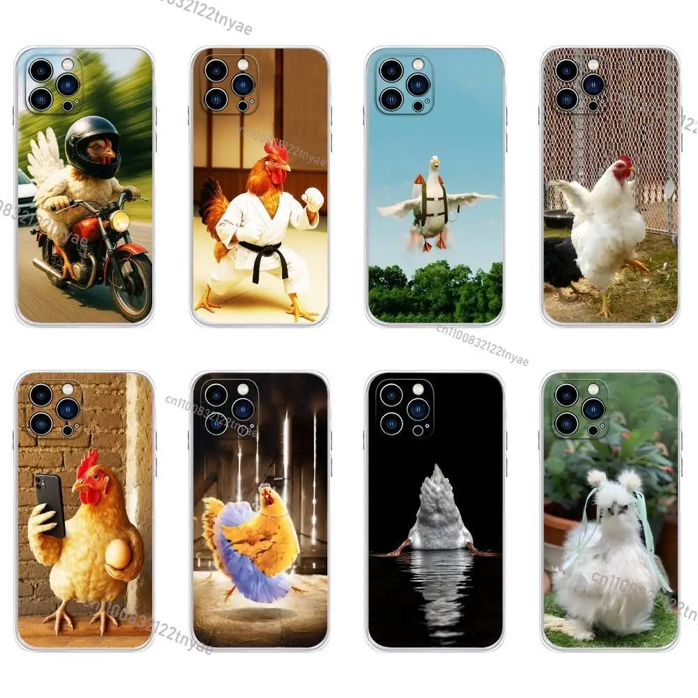 

Funny Fighting Duck Chicken Phone Case For iPhone 16,15,Pro,Max,14,Plus,13,12,11,E Mini Air,17,Pro Drop Protection Cover TPU