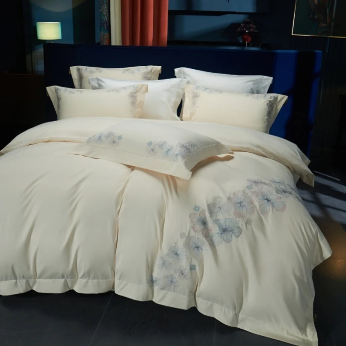 

New Design Pure Cotton Bed Sheet with Embroidery Long Staple Cotton for Home and Hotel Use Bedding Set