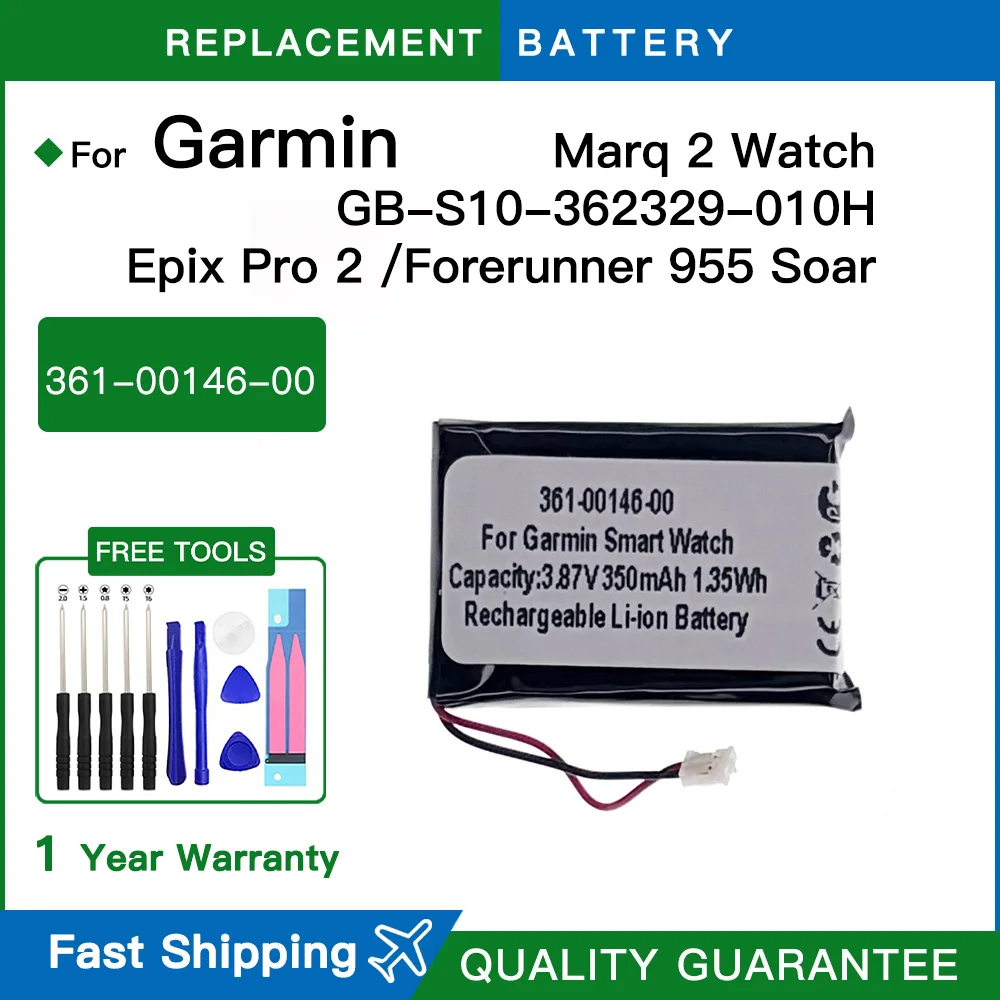 Replacement Battery 361-00146-00 For Garmin Marq 2 Watch GB-S10-362329-010H Epix pro 2 /forerunner 955 Soar Batteries +Tools