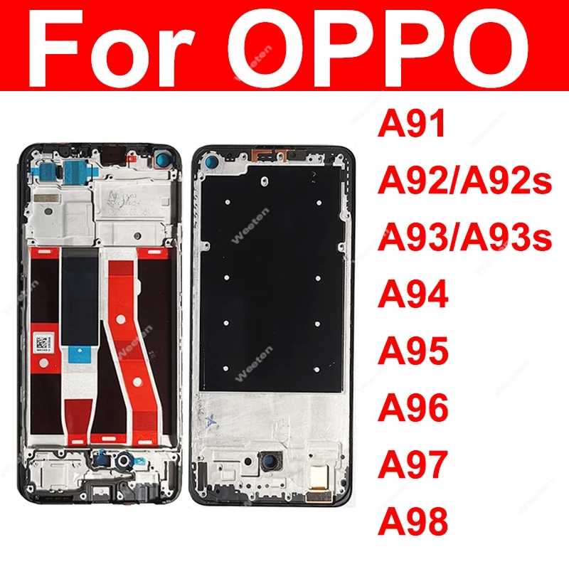 

Передняя рамка ЖК-дисплея для OPPO A91 A92 A92s A93 A93s A94 A95 A96 A97 A98 4G 5G Передняя крышка корпуса ЖК-экрана Держатель корпуса Запчасти