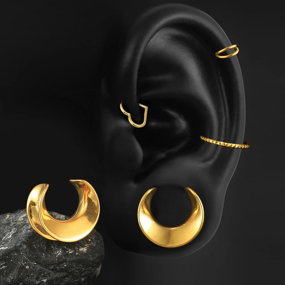 2PCS Moon Ear Saddle Plugs for Stretched Lobe Piercing