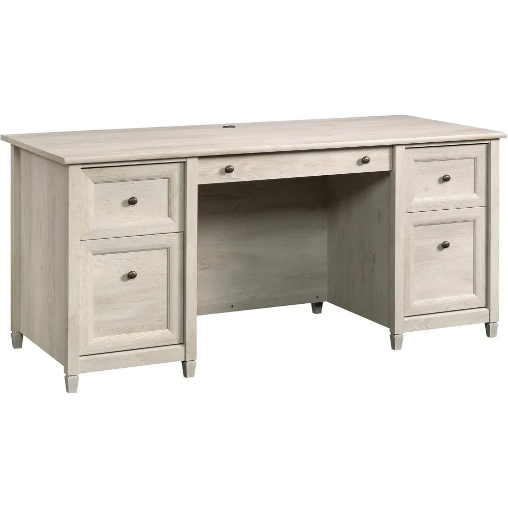 

Executive Desk, Chalked Chestnut, 65" Home Office Desk With Storage,Executive Desk