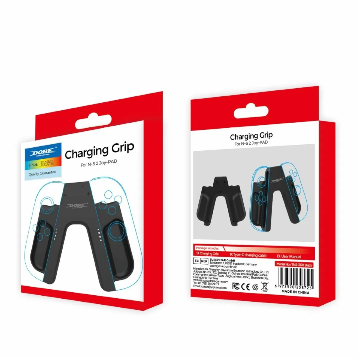 DOBE TNS-3178 ل Switch2 مقبض يسار ويمين 2in1 شحن قبضة للتبديل 2 تحكم مقبض صغير سهل مقعد جهاز شحن