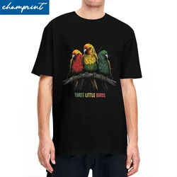 Kawaii Three Little Birds Reggae T Shirt Men 100%Cotton Short Sleeve Bob Marley Crewneck Summer Tops Shirts