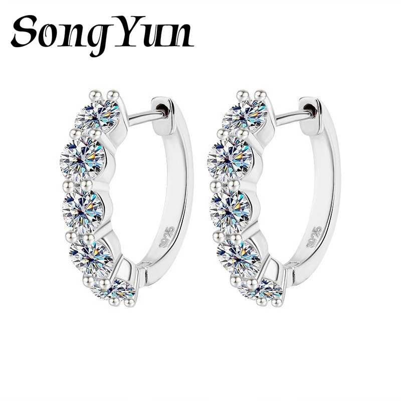 

SONGYUN Luxury Jewelry 925 Sterling Silver Earrings Moissanite Diamond Ear Pin Party Ladies 18K Gold Plated MST Patent Earring