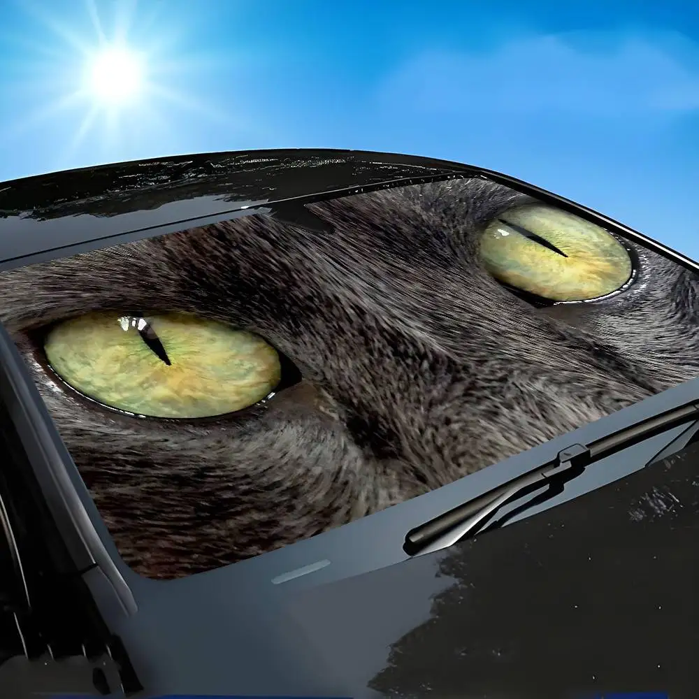 Funny Cat Eyes Car SunShade Windscreen Cover Shade Car SunShade UV Rays Car Sun Visor Protector