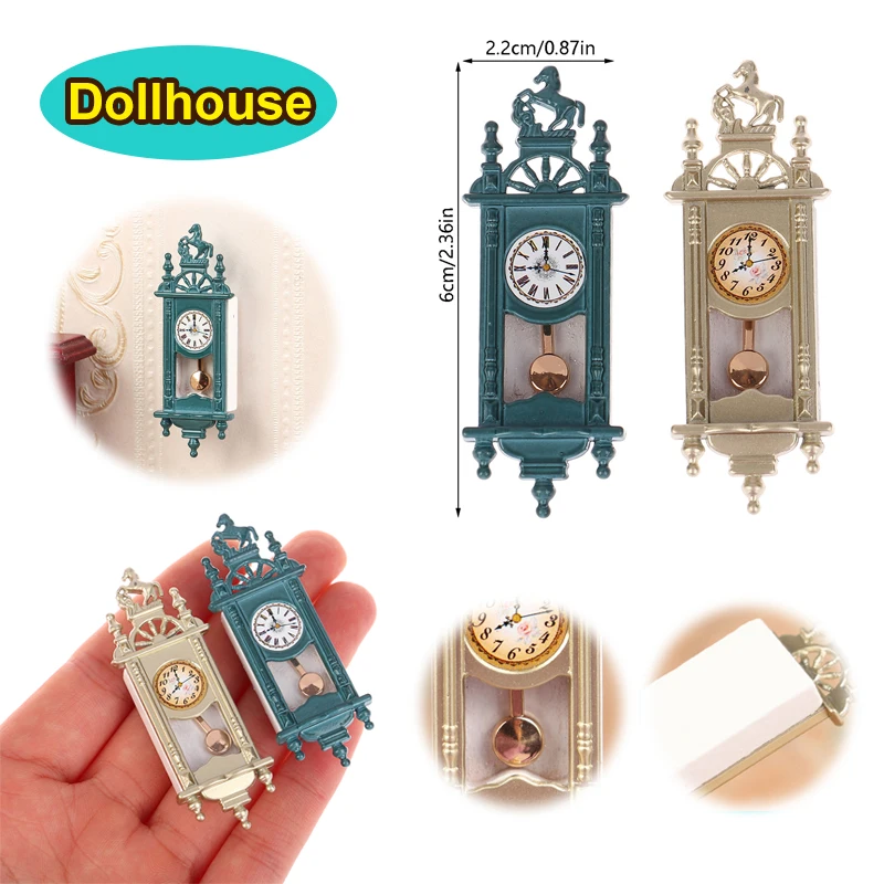 

1PC Dollhouse Scene Props Mini Retro Roman Clock Model For Doll House Living Room Decor Kids Pretend Play Toys