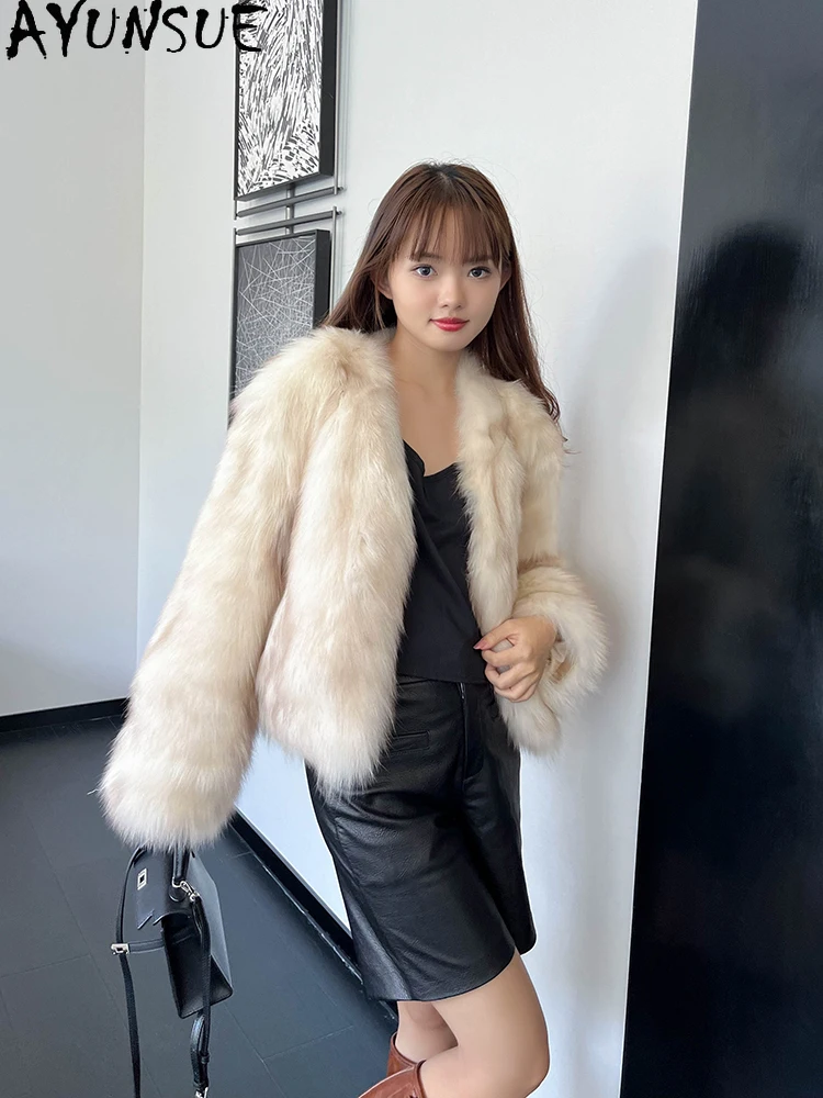 2025년 가을 겨울 여우털 재킷 여성용 숏 럭셔리 신상 아우터 여성 의류 천연 여우털 재킷 아브리고 무헤르